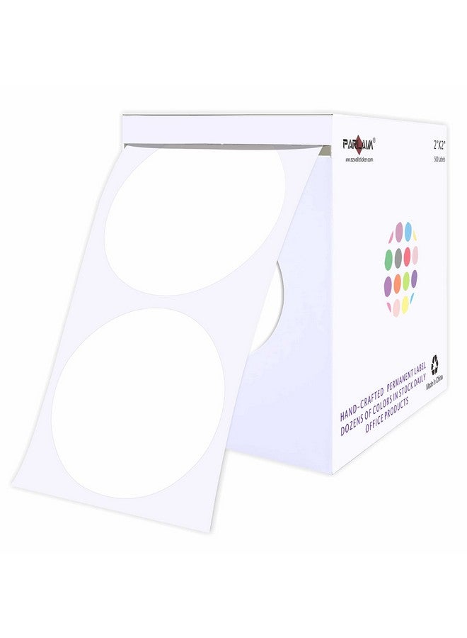 PARLAIM 2" White Round Color-Code Circle Dot Labels On A Roll, 500 Stickers, 2 Inch Diameter For Inventory Garage Sale Office School - Image 1