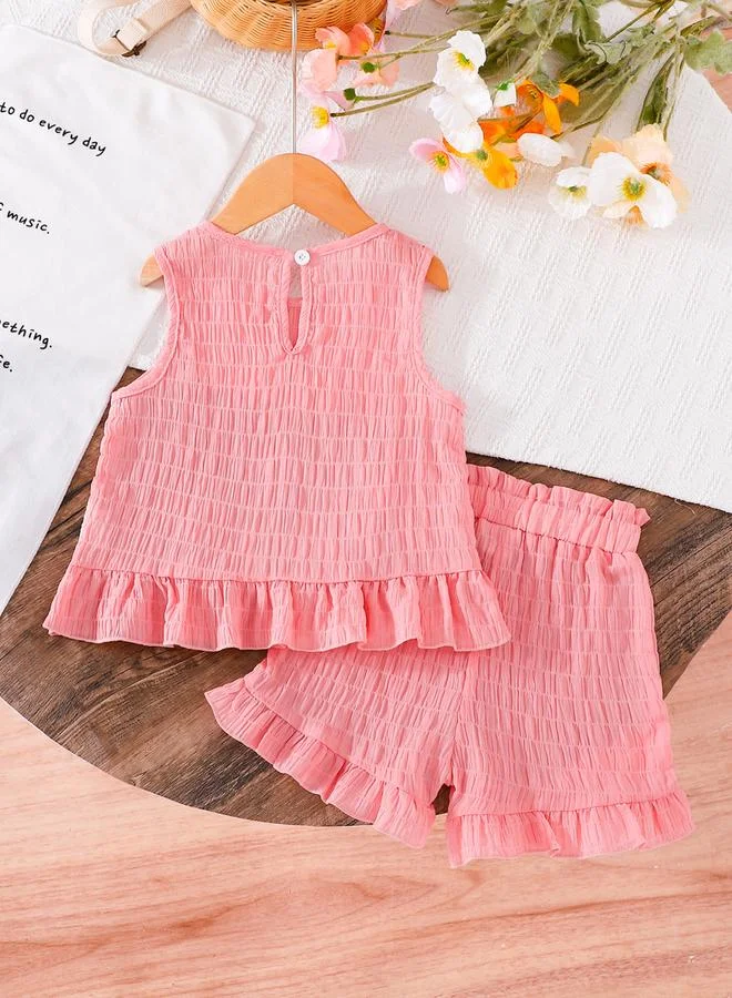 تايك تو مجموعة من بلوزة بدون أكمام مطرزة بالأزهار وشورت للأطفال