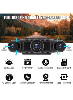 LAESO Dash Cam, 4 Channel FHD 1080P, Front Left Right and Rear, Front and Rear Inside Cars Camera,360° All-Around Car DVR System, Built-in WiFi,Dash Camera for Cars with Night Vision,G-Sensor(with 64G Card)  - Image 2