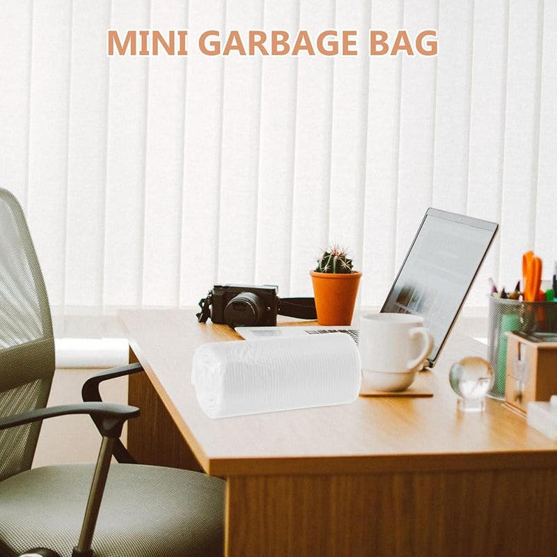 Eringogo أكياس قمامة سيارات صغيرة قابلة للتصرف 6 لفات بلاستيك أبيض 30X35 سم أكياس نفايات سطح المكتب المحمولة للسيارات - Image 5