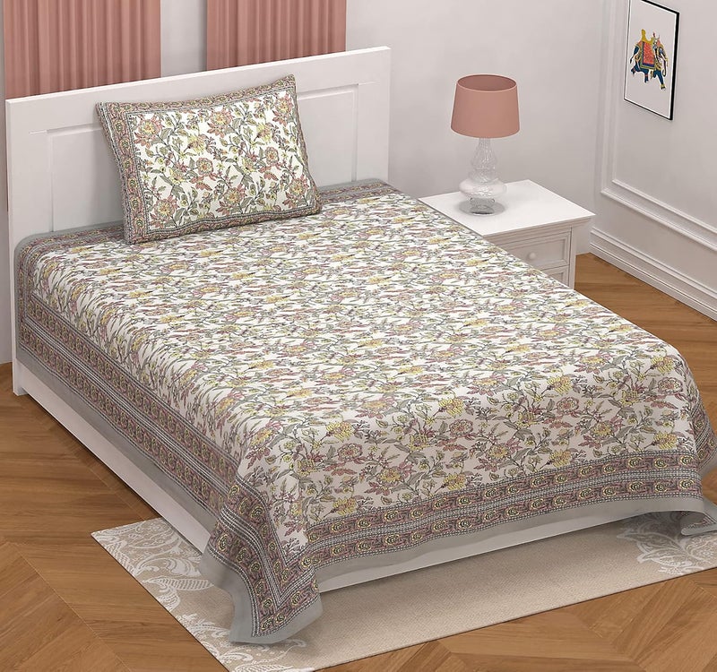 EasyGoods مفرش سرير قطن EasyGoods 240 TC للسرير الفردي رمادي عرقي - Image 2