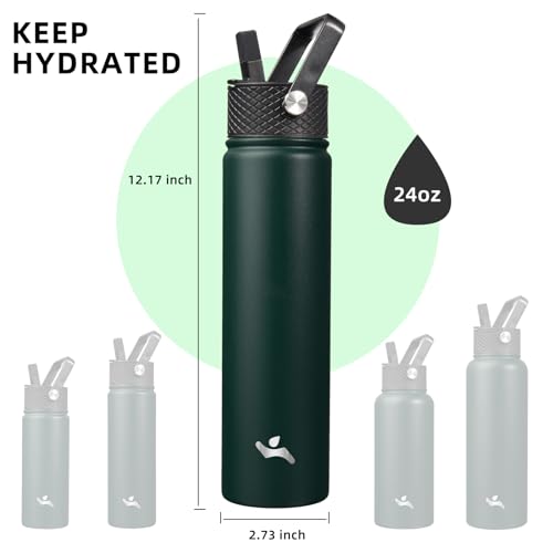 Konokyo Insulated Water Bottle 24oz Stainless Steel Sport Bottles with 3 Lids,Army Green - Image 5