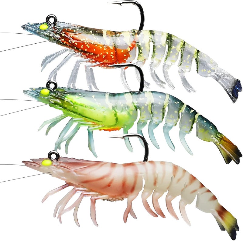 TRUSCEND Easy Catch Pre-Rigged Soft Fishing Lures for Freshwater and Saltwater, Super Durable TPE Bass Jig Lures, Lifelike Shrimp Bait, Weedless Crayfish Lures, Amazing Fishing Gifts, Keep Separately - Image 1