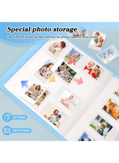 Ruibytree 640 Pockets Photo Album for Fujifilm Instax Mini 12 11 9 99 8+ 8 40 EVO LiPlay Instant Camera, Polaroid Snap/PIC-300/Z2300/ SocialMatic Instant Cameras & Zip Instant Printer (Blue)  - Image 3