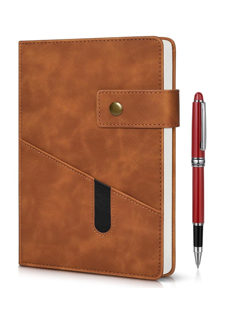 Generic Brown A5 Lined Leather Journal Notebook for Men Women,5.9" X 8.4" Personalized Hardcover Journal with Pen,200 Pages 100 Gsm Thick Ruled Paper Daily Diary for Travel,Business,Work,Writing  - Image 1