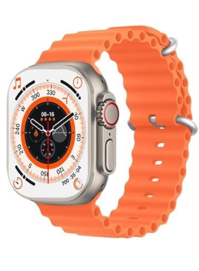 W&O X9 ULTRA Series 9 Wearfit Pro SmartWatch SUPER AMOLED Screen Unlock AI Chat GPT GPS NFC Bluetooth V5 Call Wireless Charger - Silver / Orange - Image 1