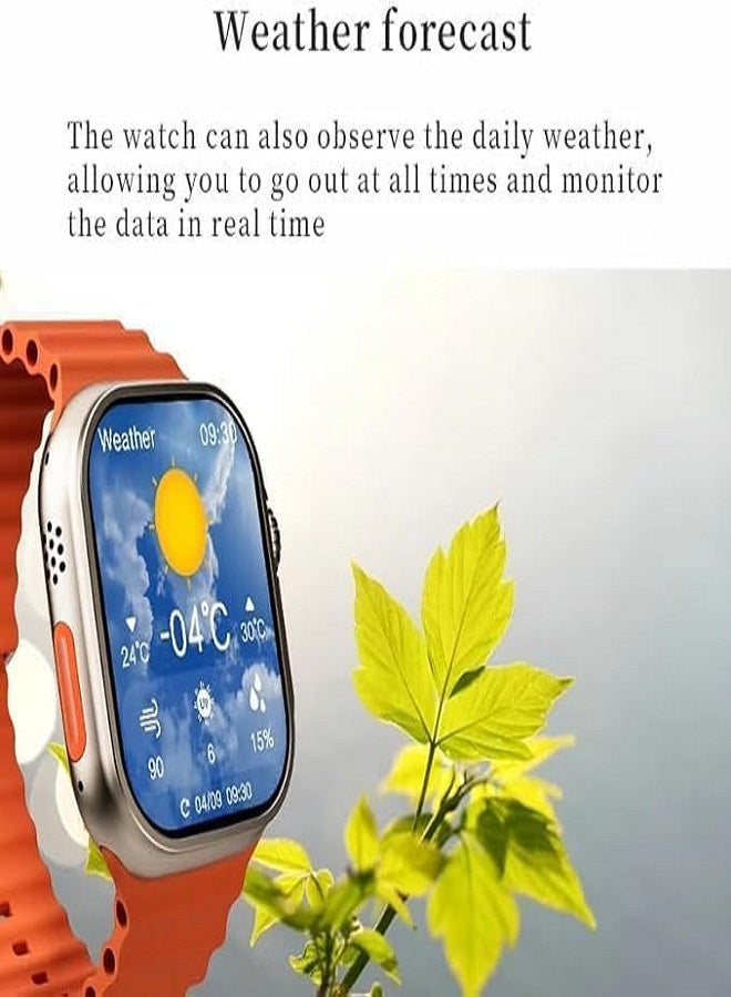 W&O X9 ULTRA Series 9 Wearfit Pro SmartWatch SUPER AMOLED Screen Unlock AI Chat GPT GPS NFC Bluetooth V5 Call Wireless Charger - Silver / Orange - Image 3