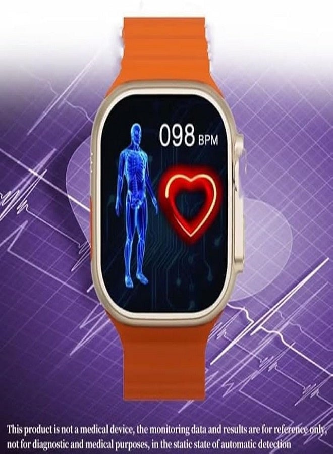 W&O X9 ULTRA Series 9 Wearfit Pro SmartWatch SUPER AMOLED Screen Unlock AI Chat GPT GPS NFC Bluetooth V5 Call Wireless Charger - Silver / Orange - Image 5
