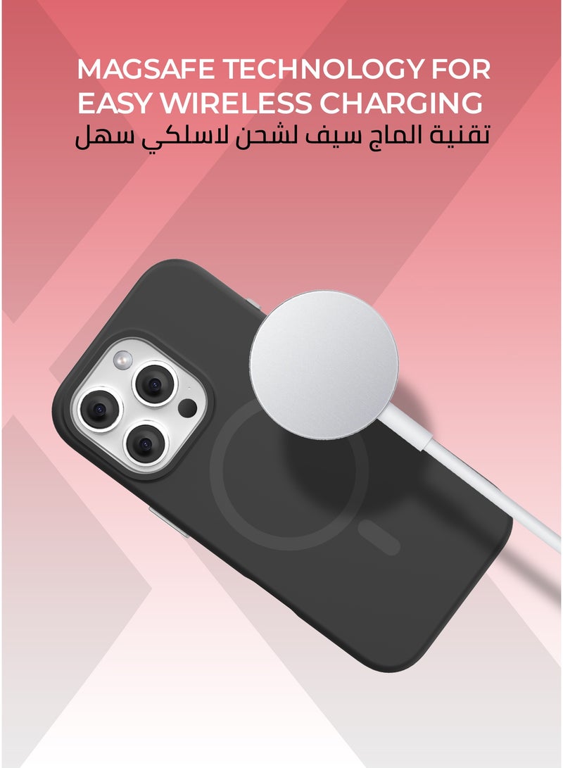 زوندا كفر بيور ايفون 16 برو  ماكس ماج سيف لون اسود - بطانة داخلية من المايكروفايبر لحماية من الخدوش،إطار كاميرا معدني مرتفع لحماية العدسة، مصنوع من السيليكون السائل مع طبقة مقاومة  للبصمات، متوافق مع ملحقات MagSafe - Image 5