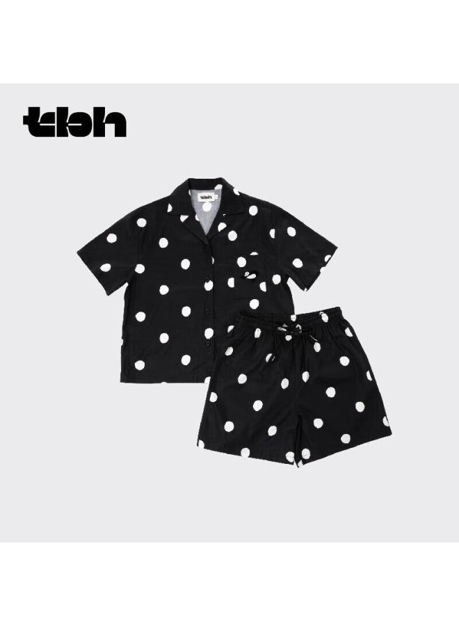 Tbh Panda Bangbang Tencel Cotton Home Wear Set For Men And Women, Summer Wearable Pajamas, Short Polka Dot Pattern, Xs - Image 2