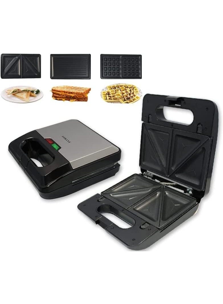 سوكاني صانعة الساندويتشات سوكاني 3 في 1 KJ-303 – صانعة ساندويتشات كهربائية متعددة الوظائف، وشواية، ومحمصة خبز مع ألواح غير لاصقة لتحضير وجبات إفطار ووجبات خفيفة سريعة - Image 2