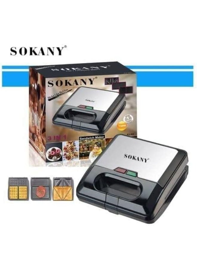 سوكاني صانعة الساندويتشات سوكاني 3 في 1 KJ-303 – صانعة ساندويتشات كهربائية متعددة الوظائف، وشواية، ومحمصة خبز مع ألواح غير لاصقة لتحضير وجبات إفطار ووجبات خفيفة سريعة - Image 3