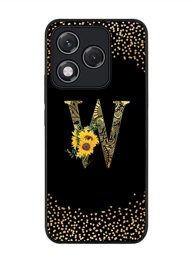 Stylizedd For Honor 400 Lite Case,Slim fit Camera Protection, Shockproof Thin Phone cover  - Custom Floral Monogram - W ( Black )