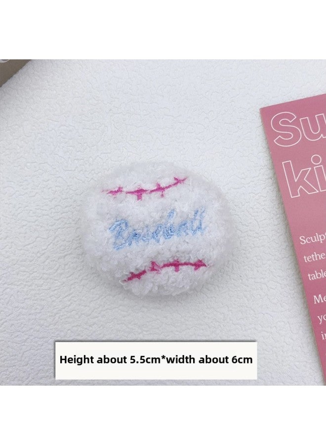 Plush Tennis Brooch DIY Handmade Accessories Baseball Sports Children's Clothing Shoes Hats Socks Bag Key Pendant-Color:White-Height:Finished Product (soft Silicone Lanyard Model)  - Image 1