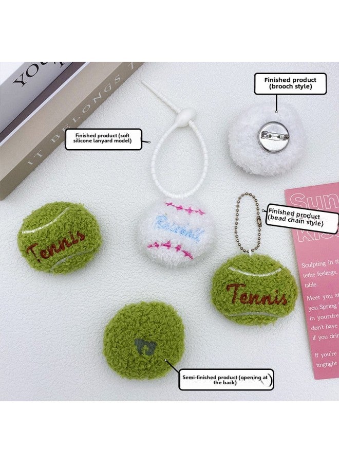 Plush Tennis Brooch DIY Handmade Accessories Baseball Sports Children's Clothing Shoes Hats Socks Bag Key Pendant-Color:White-Height:Finished Product (soft Silicone Lanyard Model)  - Image 4