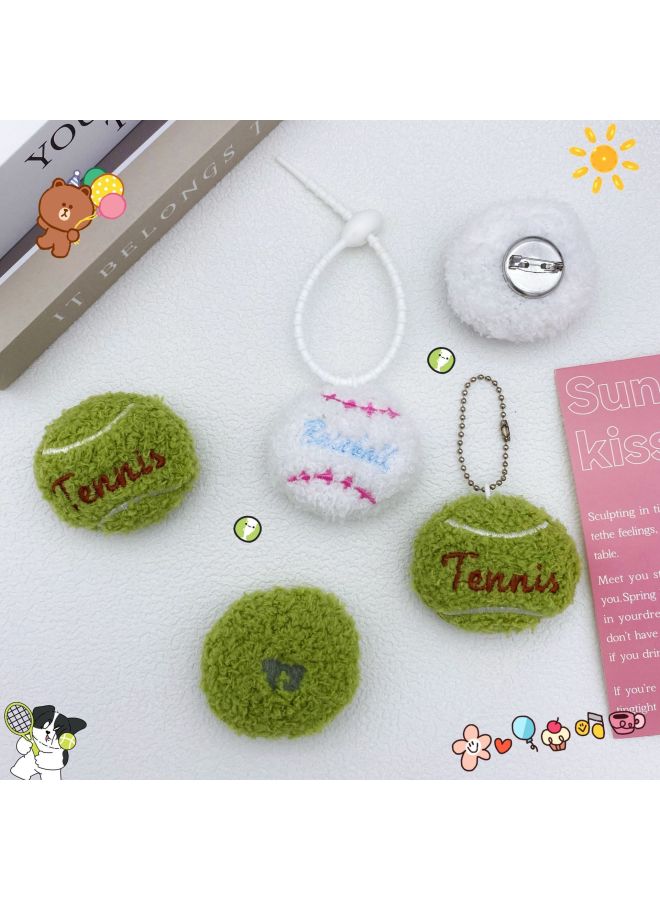 Plush Tennis Brooch DIY Handmade Accessories Baseball Sports Children's Clothing Shoes Hats Socks Bag Key Pendant-Color:White-Height:Finished Product (soft Silicone Lanyard Model)  - Image 2