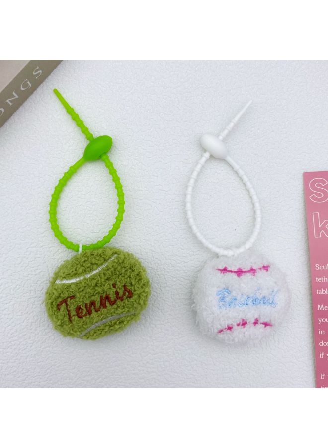 Plush Tennis Brooch DIY Handmade Accessories Baseball Sports Children's Clothing Shoes Hats Socks Bag Key Pendant-Color:White-Height:Finished Product (soft Silicone Lanyard Model)  - Image 3