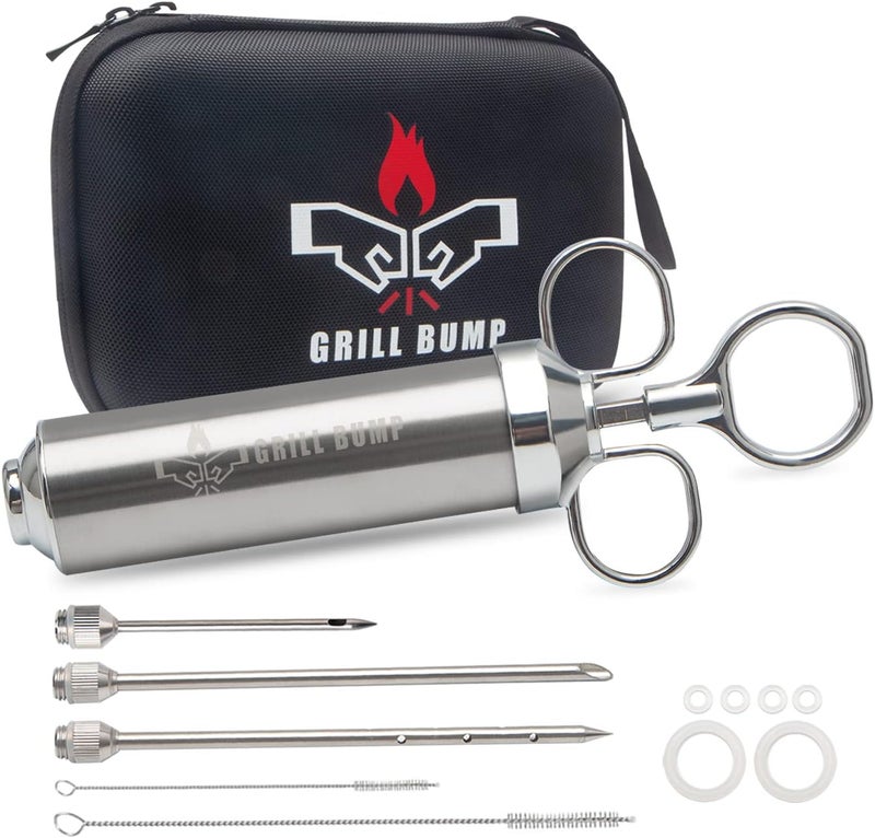 GRILL BUMP Meat Injector Syringe Kit for Smoker with 3 Flavor Food Injector Syringe Meat Needles, Injection Marinades Brine for Meat, Turkey; 2-oz, Including Paper and E-Book (PDF) User Manual - Image 1