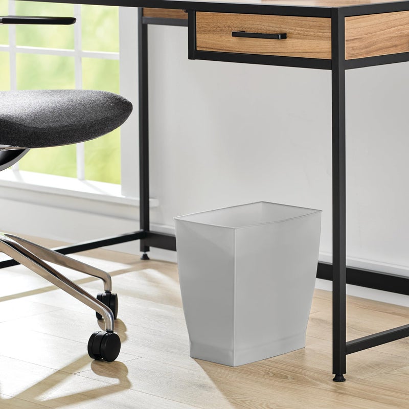 iDesign Small Plastic Bathroom Trash Can, Slim Rectangle Garbage Bin for Bedroom, Office, Dorm, Gray - Image 5