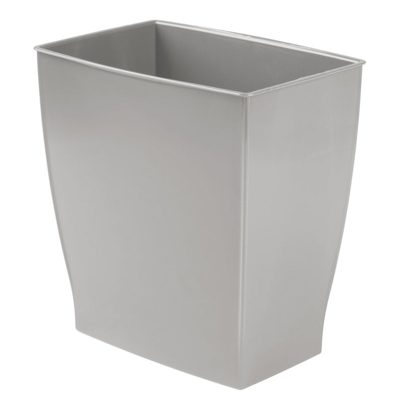 iDesign Small Plastic Bathroom Trash Can, Slim Rectangle Garbage Bin for Bedroom, Office, Dorm, Gray - Image 1