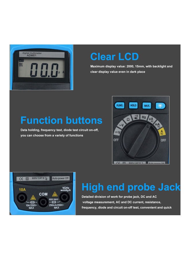 Loquat Digital Multimeter Hand-held LCD Display Auto Range - Image 4