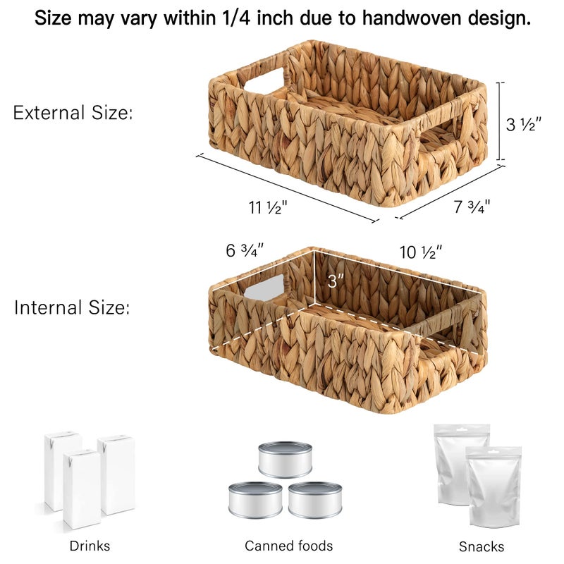StorageWorks Water Hyacinth Baskets, Small Wicker Baskets for Organizing in Living Room and Shelf, 2-Pack - Image 2