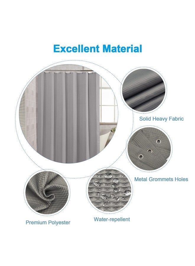 AmazerBath Grey Shower Curtain, Waffle Shower Curtain Gray, Premium Fabric with Waffle Weave, Heavy Duty 240GSM, Hotel Quality Bathroom Shower Curtains, 72 x 72 Inches - Image 2