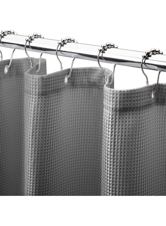 AmazerBath Grey Shower Curtain, Waffle Shower Curtain Gray, Premium Fabric with Waffle Weave, Heavy Duty 240GSM, Hotel Quality Bathroom Shower Curtains, 72 x 72 Inches - Image 1