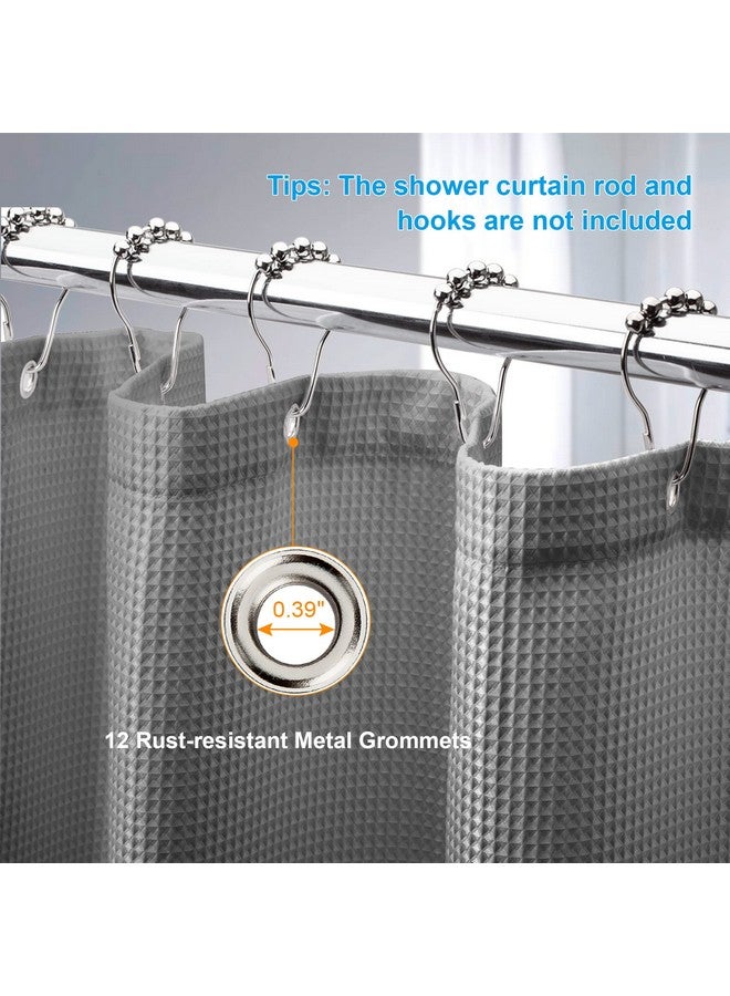 AmazerBath Grey Shower Curtain, Waffle Shower Curtain Gray, Premium Fabric with Waffle Weave, Heavy Duty 240GSM, Hotel Quality Bathroom Shower Curtains, 72 x 72 Inches - Image 4