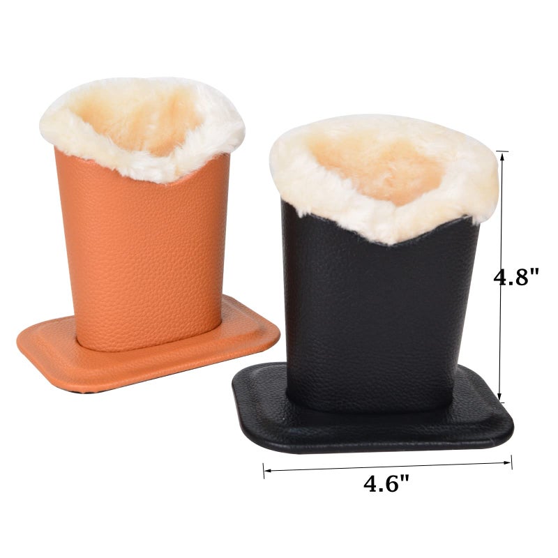 Baitaihem Pack of 2 Plush Lined Eyeglasses Holder Stand Protective Glasses Case For Desks Or Nightstandsï¼ˆBlack&Brownï¼‰ - Image 5