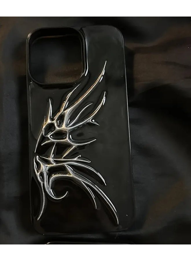 Temu 3D gradient metal phone case with wing design, luxurious texture, trendy Inz Bank style, shockproof and scratch-resistant, compatible with iPhone 14 Plus