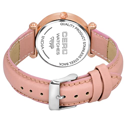 CERO Queen Dial Leathers Strap Analog Women and Girls Watch (Pink) - Image 4