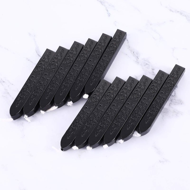 Bememo 12 Pieces Sealing Wax Sticks with Wicks Antique Fire Manuscript Sealing Wax for Stamp(Black) - Image 3