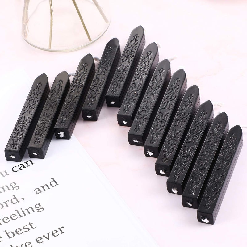 Bememo 12 Pieces Sealing Wax Sticks with Wicks Antique Fire Manuscript Sealing Wax for Stamp(Black) - Image 5