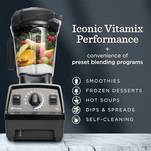 Vitamix خلاط فيتاميكس بروبل سيريز 750 مع أربعة برامج خلط، برنامج تنظيف ذاتي، خلاط بمستوى احترافي للسموذي، الحساء والمزيد، شفرات من الفولاذ المقاوم للصدأ، وعاء سعة 64 أونصة، أسود - Image 3
