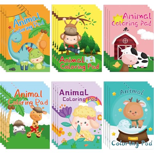 WorldBazaar 24PCS Small Animal Coloring Books for Kids Mini Coloring Crafts for Kids 24 48 Classroom Reward Family School Activities Party Supplies - Image 1