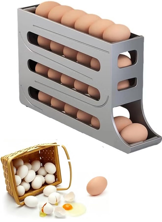 MunKan 4-Tier Egg Holder & Rolling Dispenser 25-Egg Capacity, Egg Storage for Refrigerator, Automatic Egg Rolling Holder Organizer For Fridge Space Saving. - Image 1