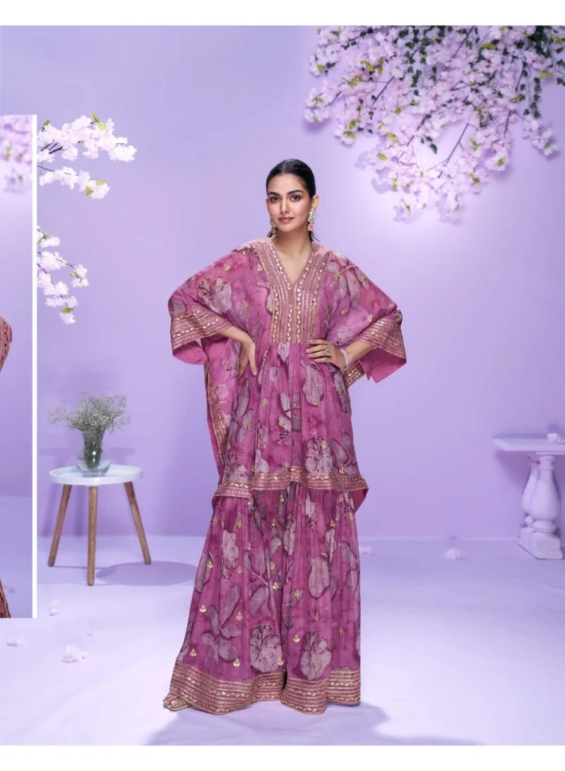 أميا Georgette-Digital-Designer-Kaftan-with-Gharara
