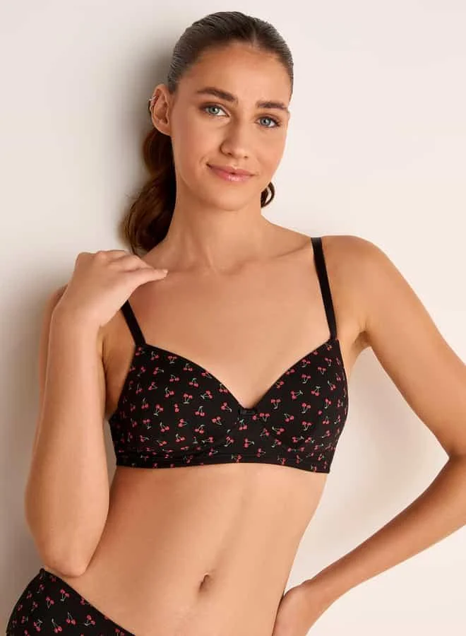 سبلاش فيڤ Printed Lightly Padded Non-Wired Support Bra with Hook and Eye Closure