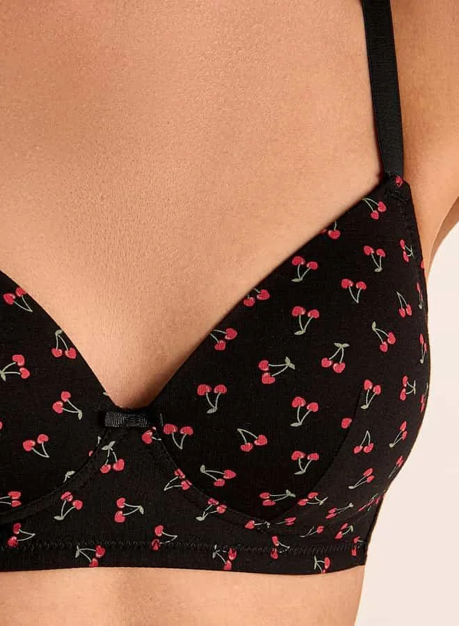 سبلاش فيڤ Printed Lightly Padded Non-Wired Support Bra with Hook and Eye Closure