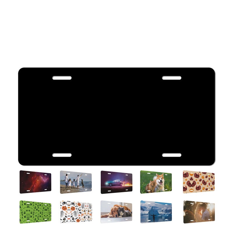 BDFHYK Custom License Plate for Front of Car Personalized Aluminum Vanity Plate with Photo Text Logo RustFree Metal Auto Tag 6x12 Inch Decorative Car Accessories for Men Women PureBlack - Image 3