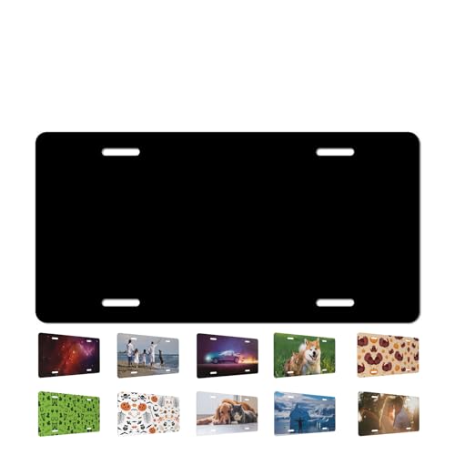 BDFHYK Custom License Plate for Front of Car Personalized Aluminum Vanity Plate with Photo Text Logo RustFree Metal Auto Tag 6x12 Inch Decorative Car Accessories for Men Women PureBlack - Image 1