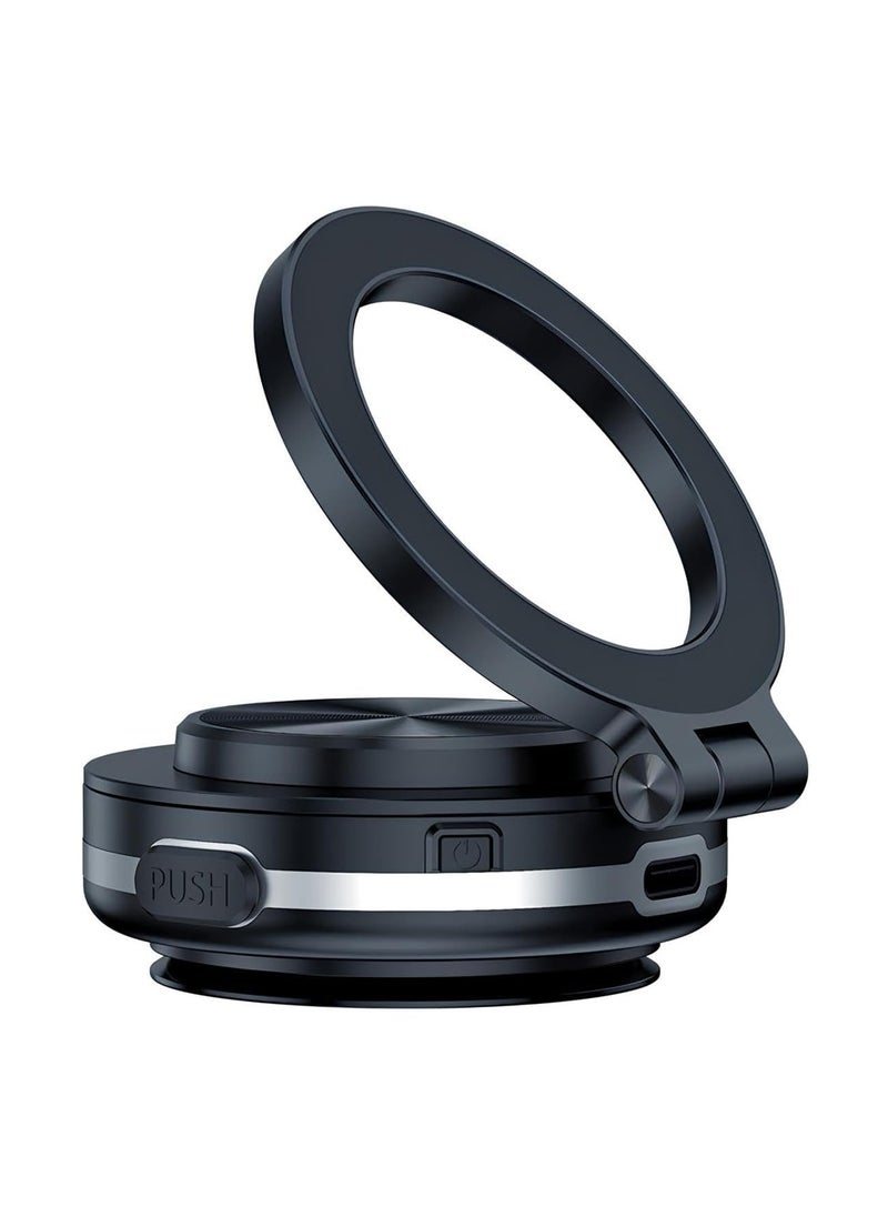 TIGER Magnetic Vacuum Suction Car Phone Holder Mount C1 (Black) – 360° Rotating Universal Mount with Strong Suction for Car, Kitchen, Mirror, Gym, Shower & All Smooth Surfaces – Compatible with iPhone & Android Devices - Image 1