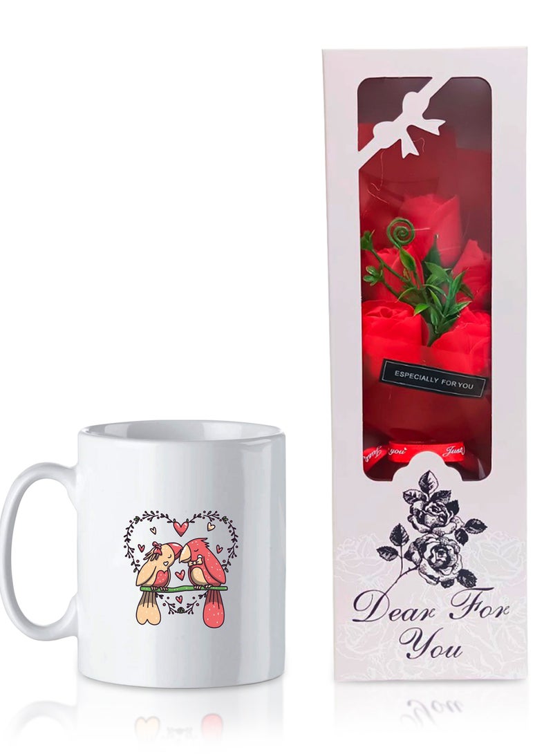 Jinou Valentine gift - Made up of Ceramic Material with a free Artificial Flower Bouquet- valentines day - Used as Gift for Birthday, Wedding, Anniversary, Valentines, New Year, Christmas - Image 1