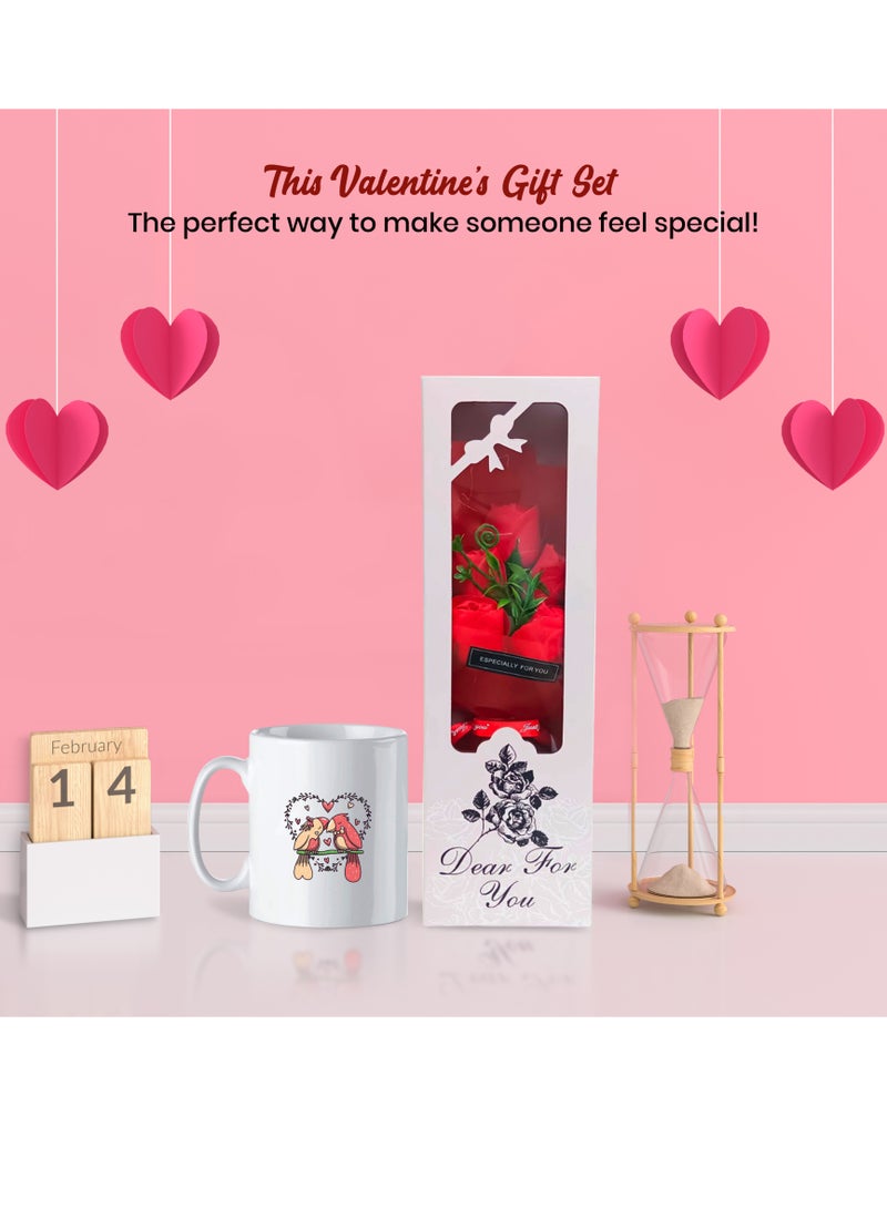 Jinou Valentine gift - Made up of Ceramic Material with a free Artificial Flower Bouquet- valentines day - Used as Gift for Birthday, Wedding, Anniversary, Valentines, New Year, Christmas - Image 5