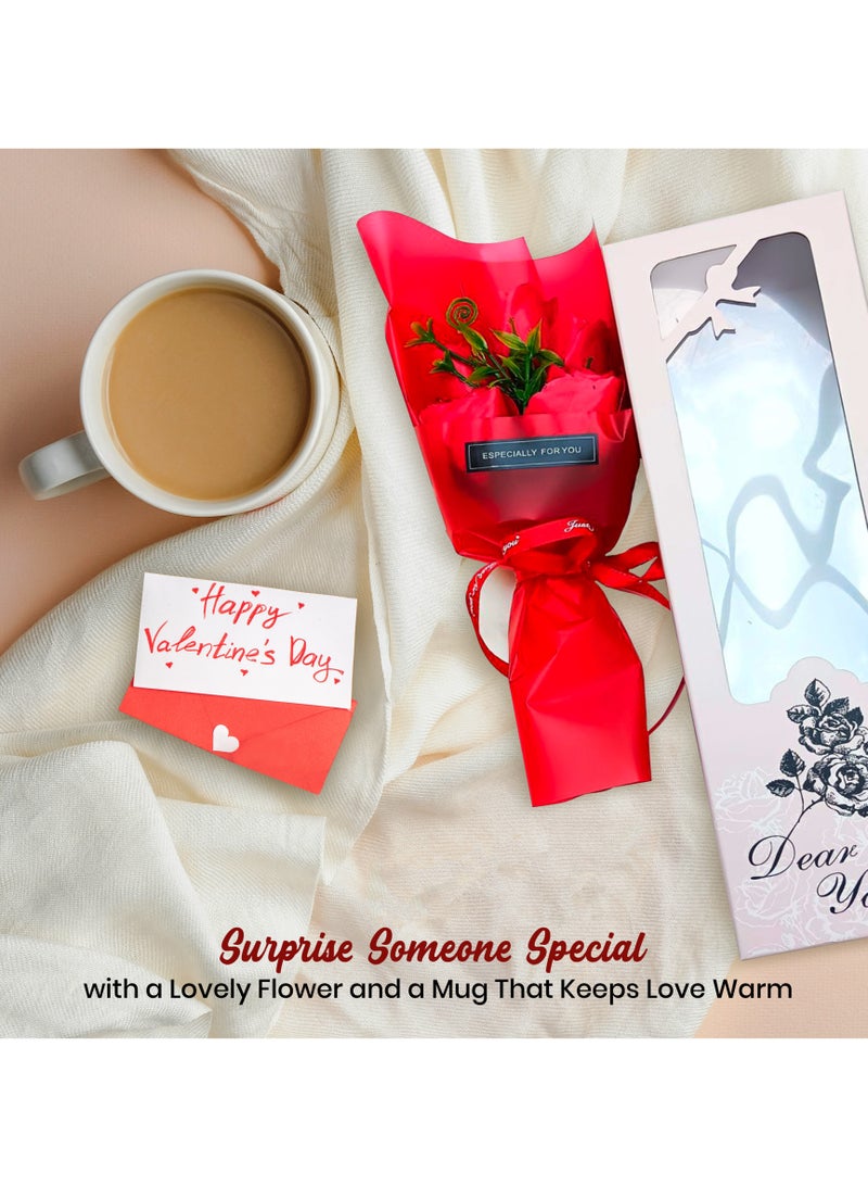 Jinou Valentine gift - Made up of Ceramic Material with a free Artificial Flower Bouquet- valentines day - Used as Gift for Birthday, Wedding, Anniversary, Valentines, New Year, Christmas - Image 4