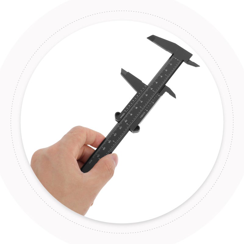 4Pcs Black Plastic Sliding Caliper 15cm 6 Inch Metric and Inch Measuring Tool - Image 5