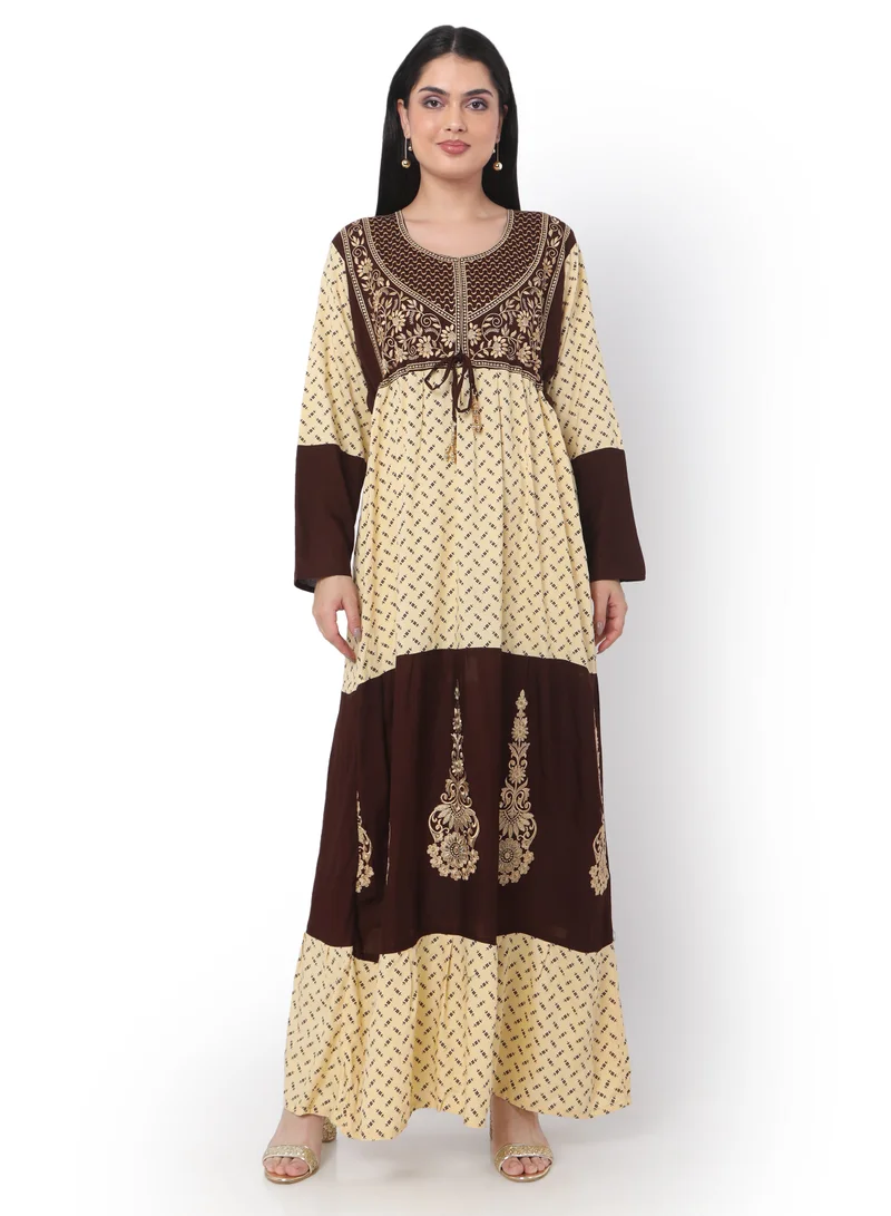 هانا آند سارا MODEST THICK EMBRODERED WITH LONG SLEEVES AND UNIQUE THREAD BELT HIGH QUALITY STYLISH ARABIC KAFTAN JALABIYA DRESS