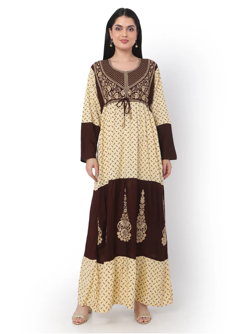 HANA & SARA MODEST THICK EMBRODERED WITH LONG SLEEVES AND UNIQUE THREAD BELT HIGH QUALITY STYLISH ARABIC KAFTAN JALABIYA DRESS