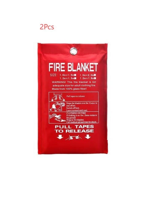 2Pcs Fire-Resistant Blankets Used for Flame Retardant Protection Suppression Emergency Blanket Survival Shelter Safety Cover Fire Extinguisher Fireproof Mat in Home Kitchen Camping and Hiking Made of Fiberglas